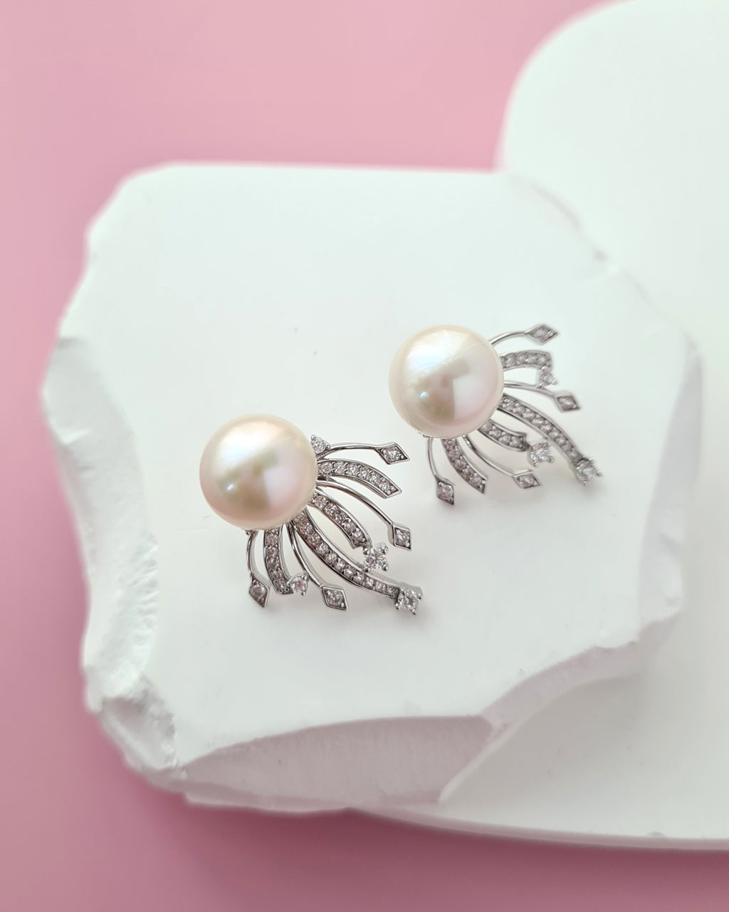 White Pearl Earrings - Detachable Jacket Stud Earrings Pearl Jewelry in Singapore