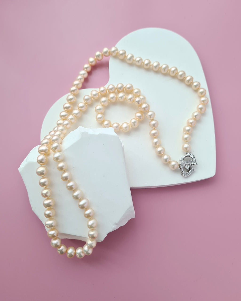 Metallic Pinkish Gold Pearl Long Strand Necklace - 27 inch Classic Knotted Pearl Jewelry