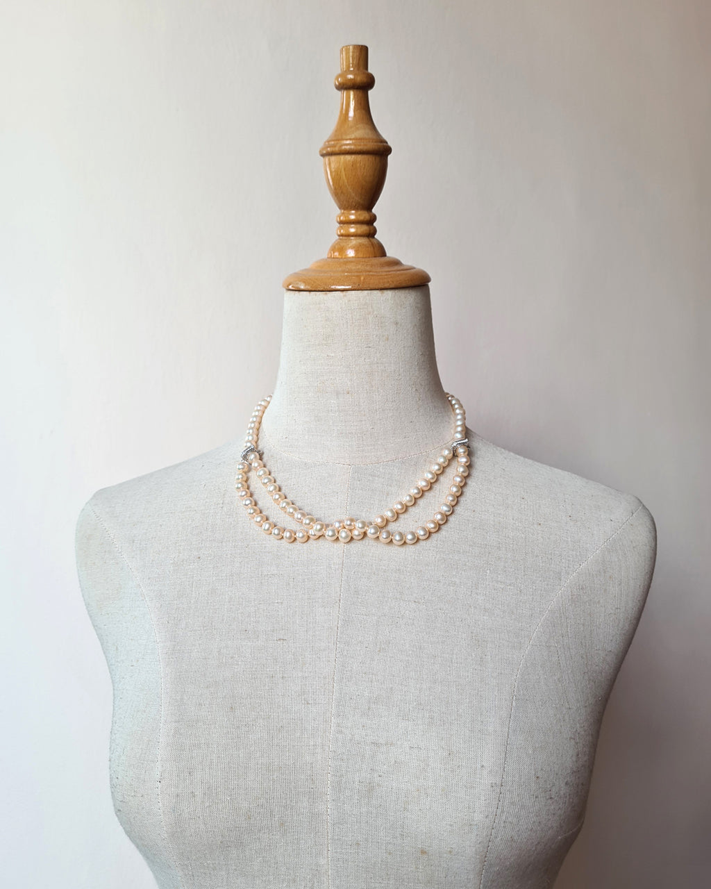 Metallic Pinkish Gold Pearl Long Strand Necklace - 27 inch Classic Knotted Pearl Jewelry