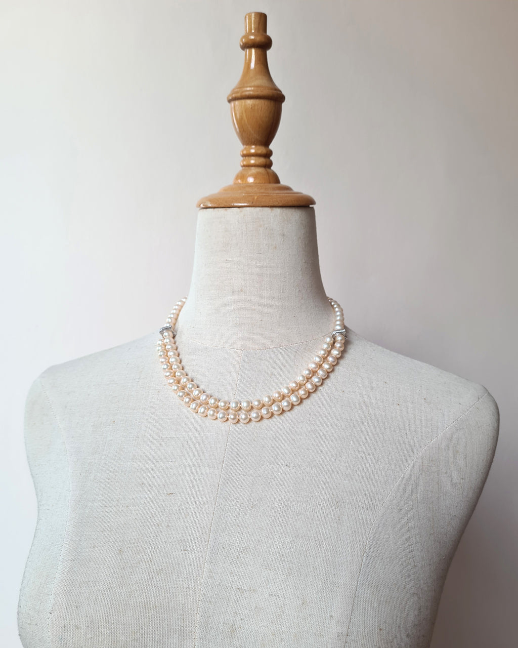 Metallic Pinkish Gold Pearl Long Strand Necklace - 27 inch Classic Knotted Pearl Jewelry