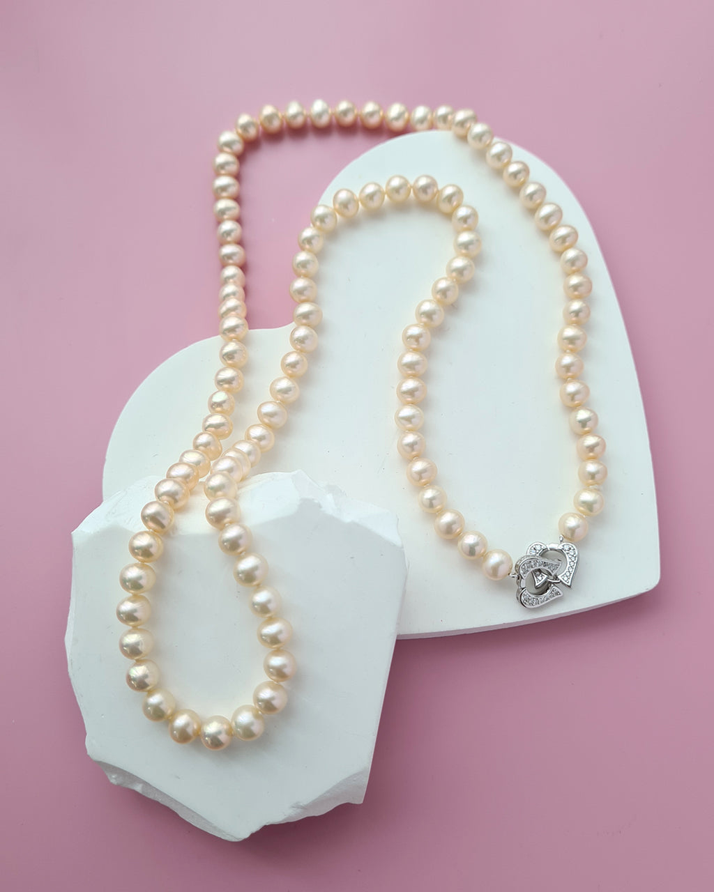 Metallic Pinkish Gold Pearl Long Strand Necklace - 27 inch Classic Knotted Pearl Jewelry