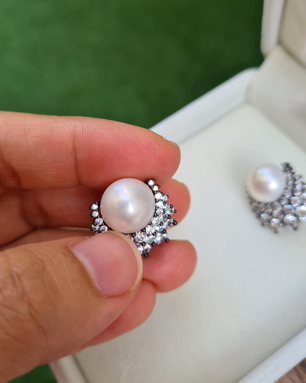 Freshwater Pearl Earrings - Cluster Latch Back Earrings