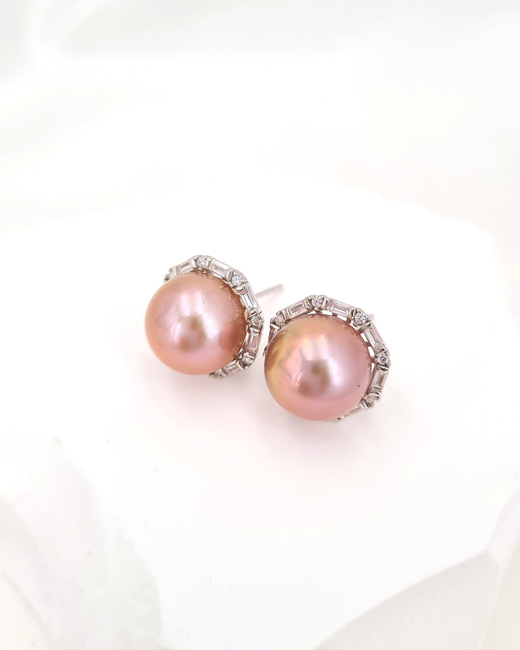 Edison Pearl Stud Earrings - Soft Pink Freshwater Pearl Stud Earrings handmade in Singapore