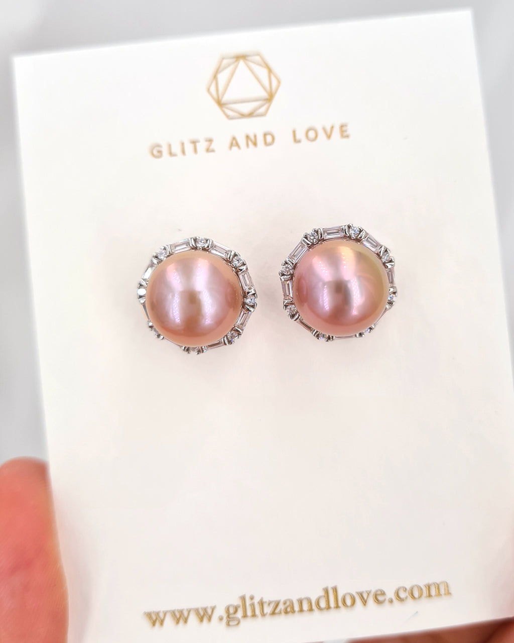 Edison Pearl Stud Earrings - Soft Pink Freshwater Pearl Stud Earrings handmade in Singapore