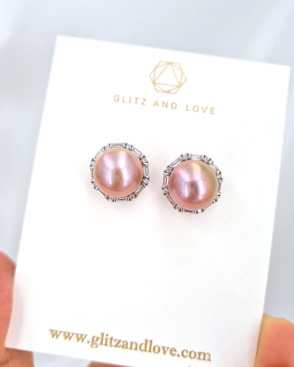 Edison Pearl Stud Earrings - Soft Pink Freshwater Pearl Stud Earrings handmade in Singapore
