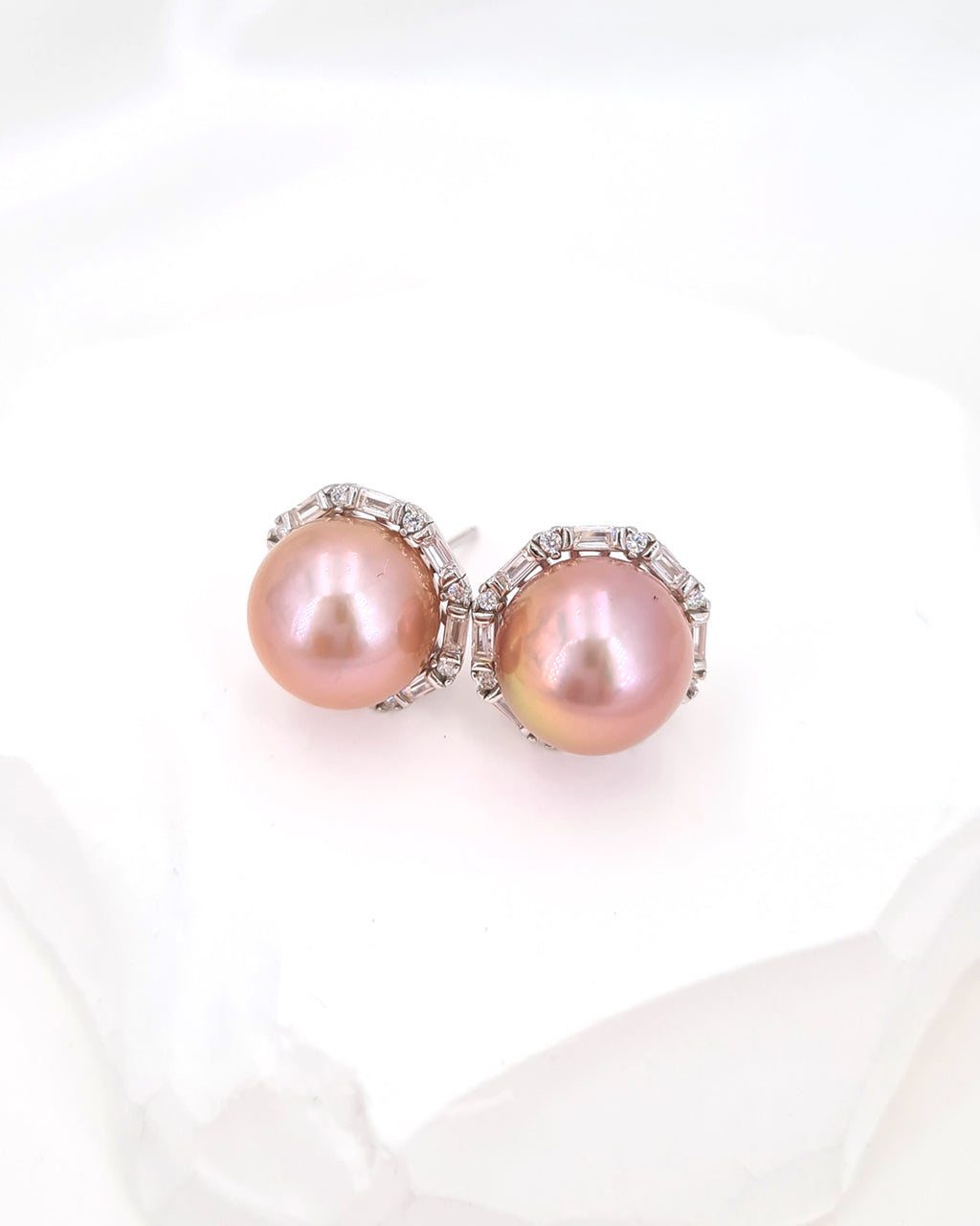 Edison Pearl Stud Earrings - Soft Pink Freshwater Pearl Stud Earrings handmade in Singapore