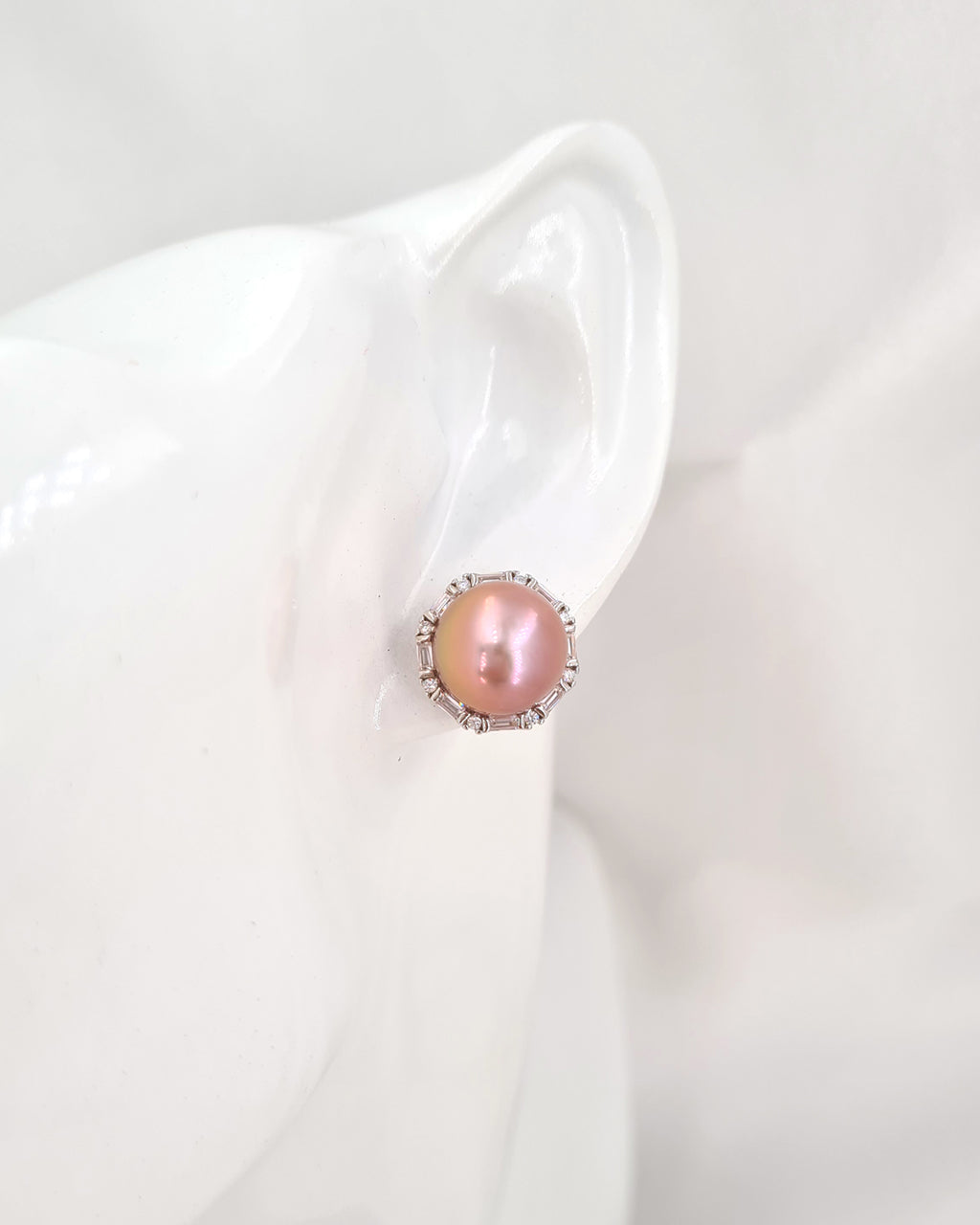 Edison Pearl Stud Earrings - Soft Pink Freshwater Pearl Stud Earrings handmade in Singapore
