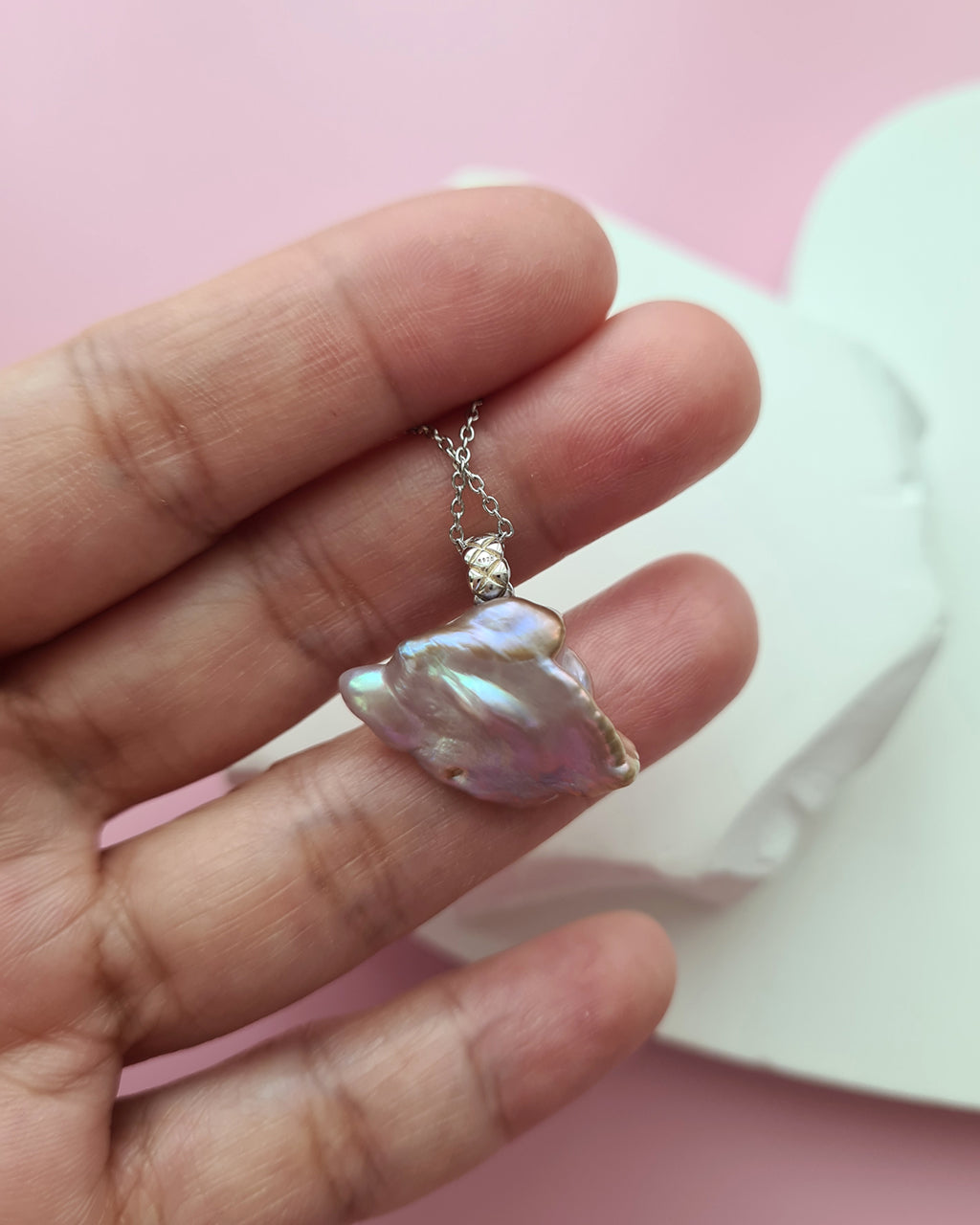 Purple Keshi Pearl Minimalist Pendant Necklace