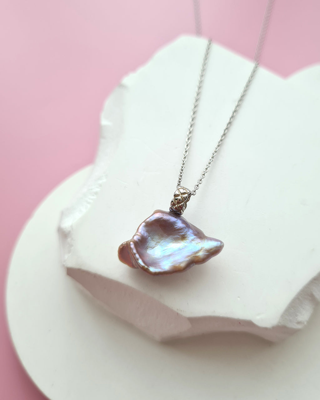 Purple Keshi Pearl Minimalist Pendant Necklace