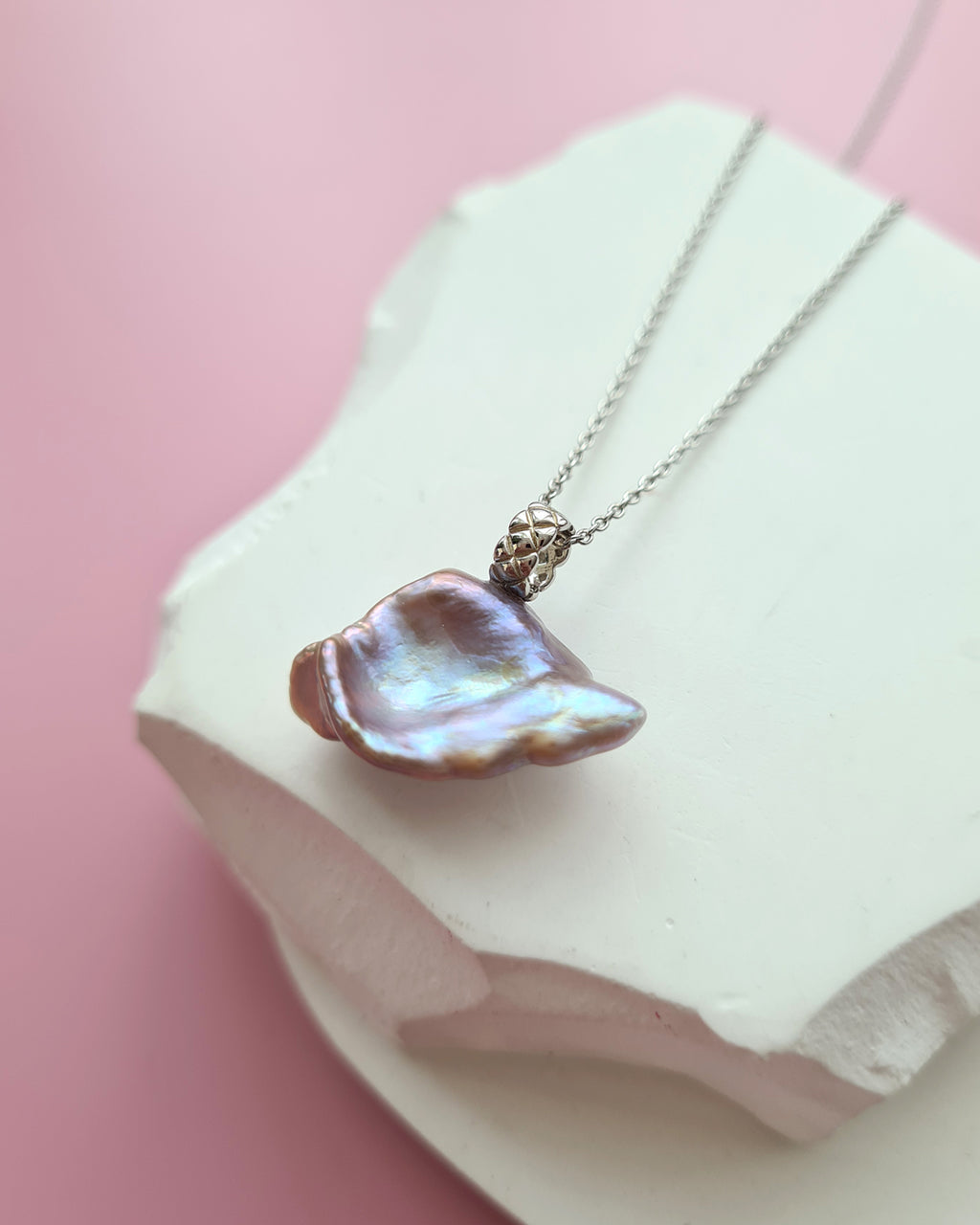 Purple Keshi Pearl Minimalist Pendant Necklace