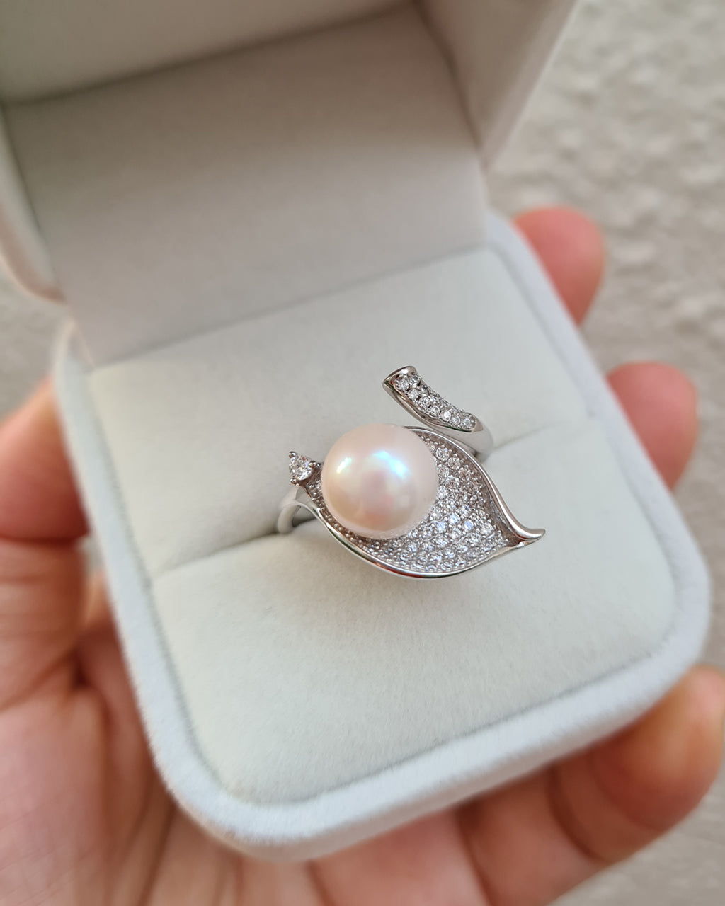 Sterling silver ring with white pearl - Κοσμήματα En Chriso
