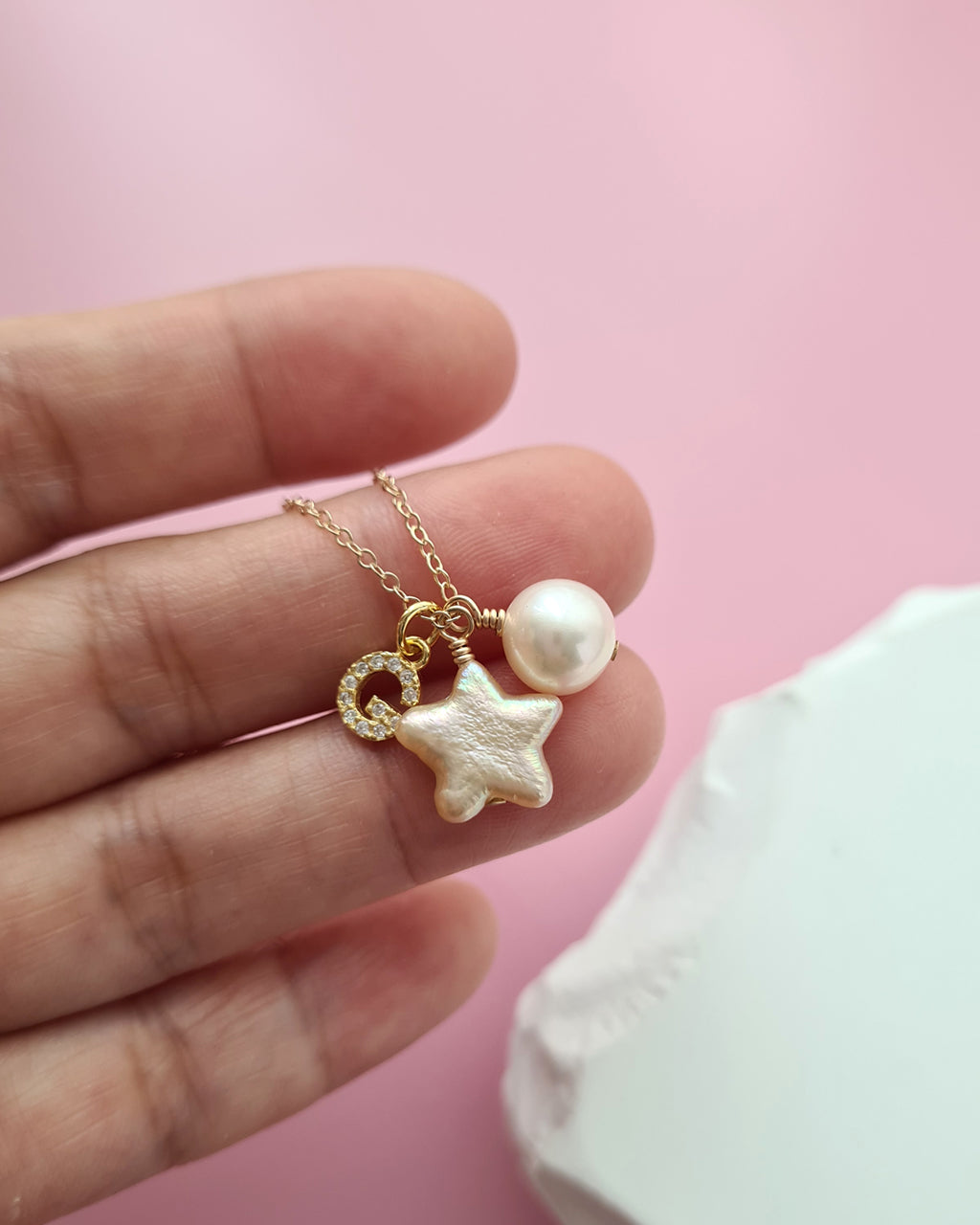 Personalised pearl necklace top