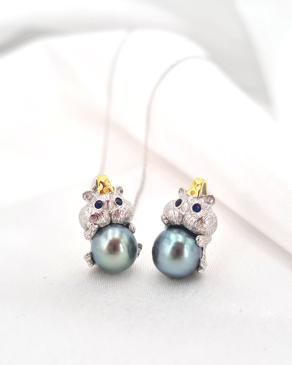 Cute Peacock Green Tahitian Pearl Necklace - Hamster Pearl Necklace