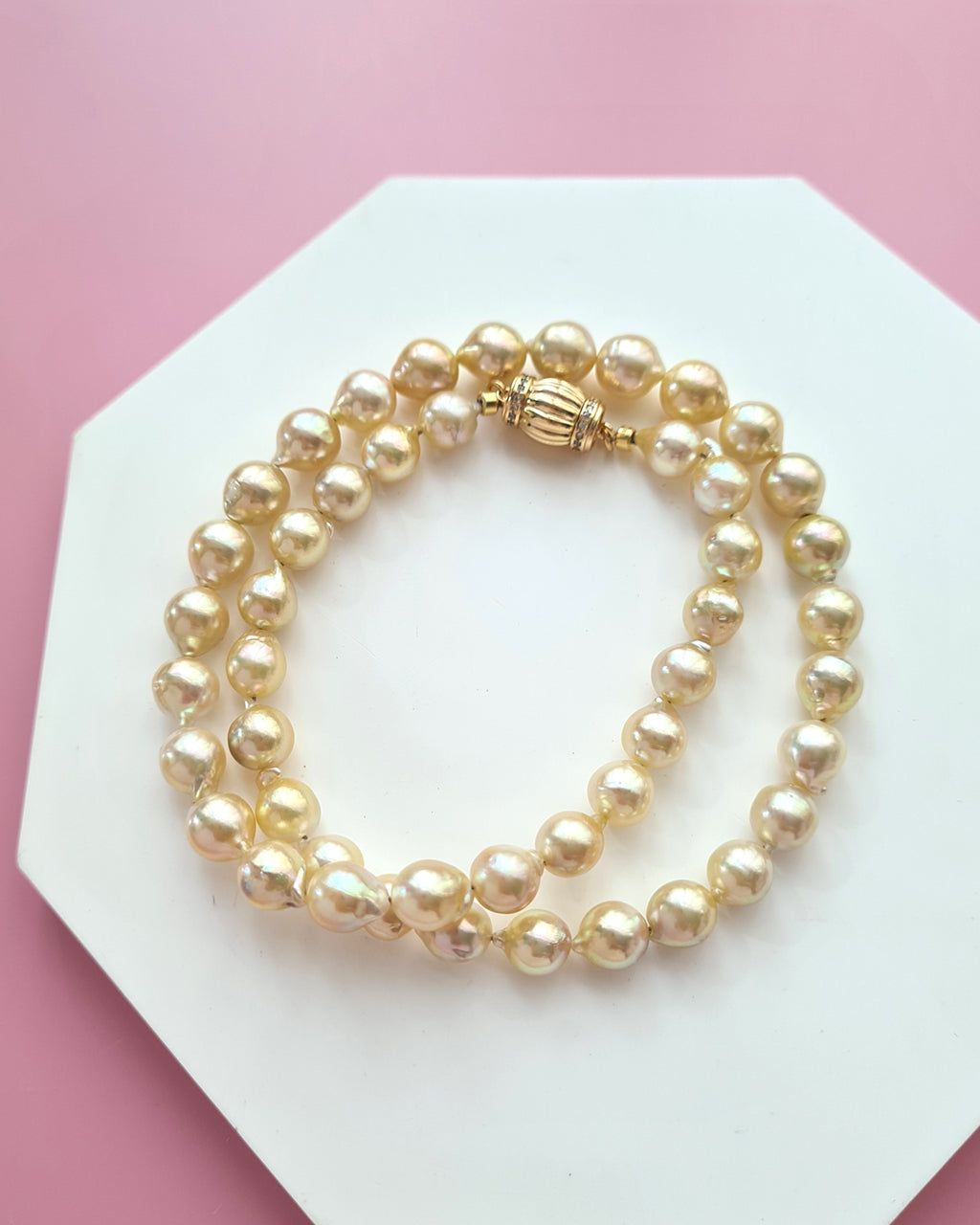 Gold Akoya Pearl Strand Necklace, Handmade Timeless Pearl Jewelry in Singapore