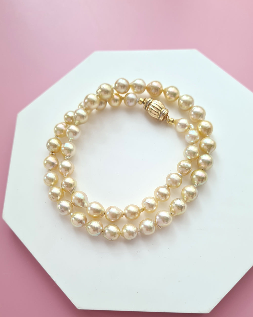 Gold Akoya Pearl Strand Necklace, Handmade Timeless Pearl Jewelry in Singapore