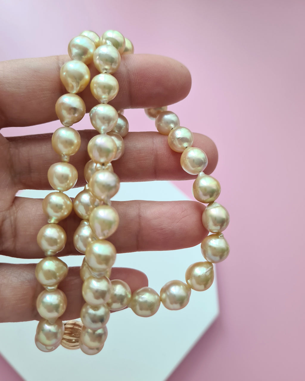 Gold Akoya Pearl Strand Necklace, Handmade Timeless Pearl Jewelry in Singapore