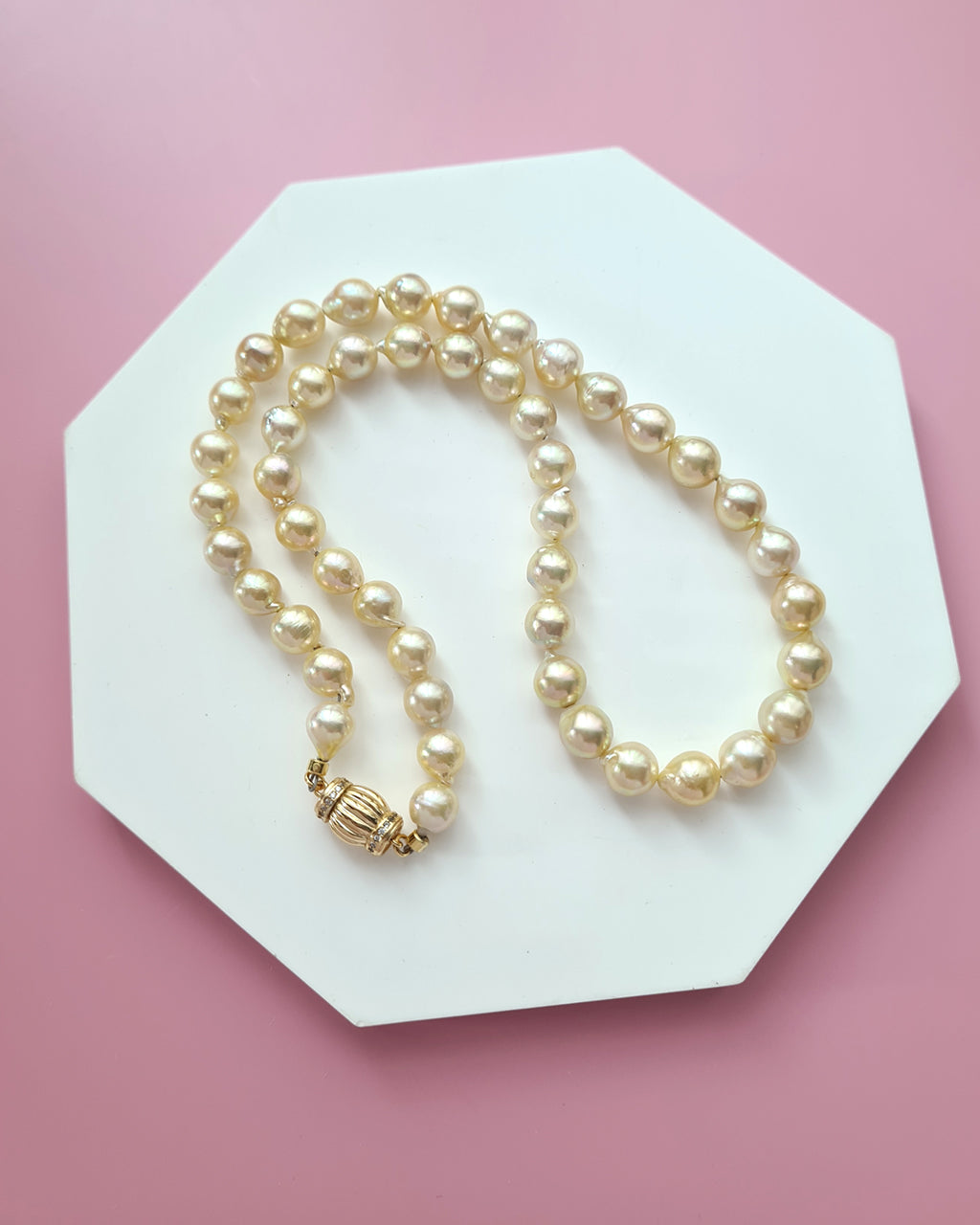 Gold Akoya Pearl Strand Necklace, Handmade Timeless Pearl Jewelry in Singapore