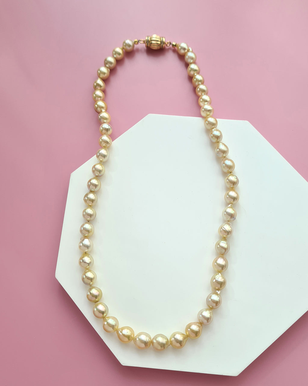 Gold Akoya Pearl Strand Necklace, Handmade Timeless Pearl Jewelry in Singapore