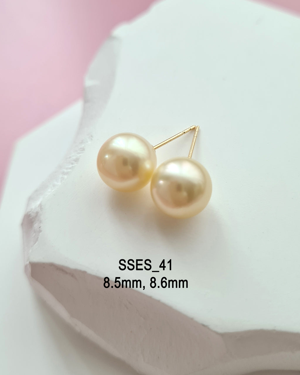 8.5mm Gold Akoya Sea Pearl 18K Gold Stud Earrings, Modern Pearl Jewelry