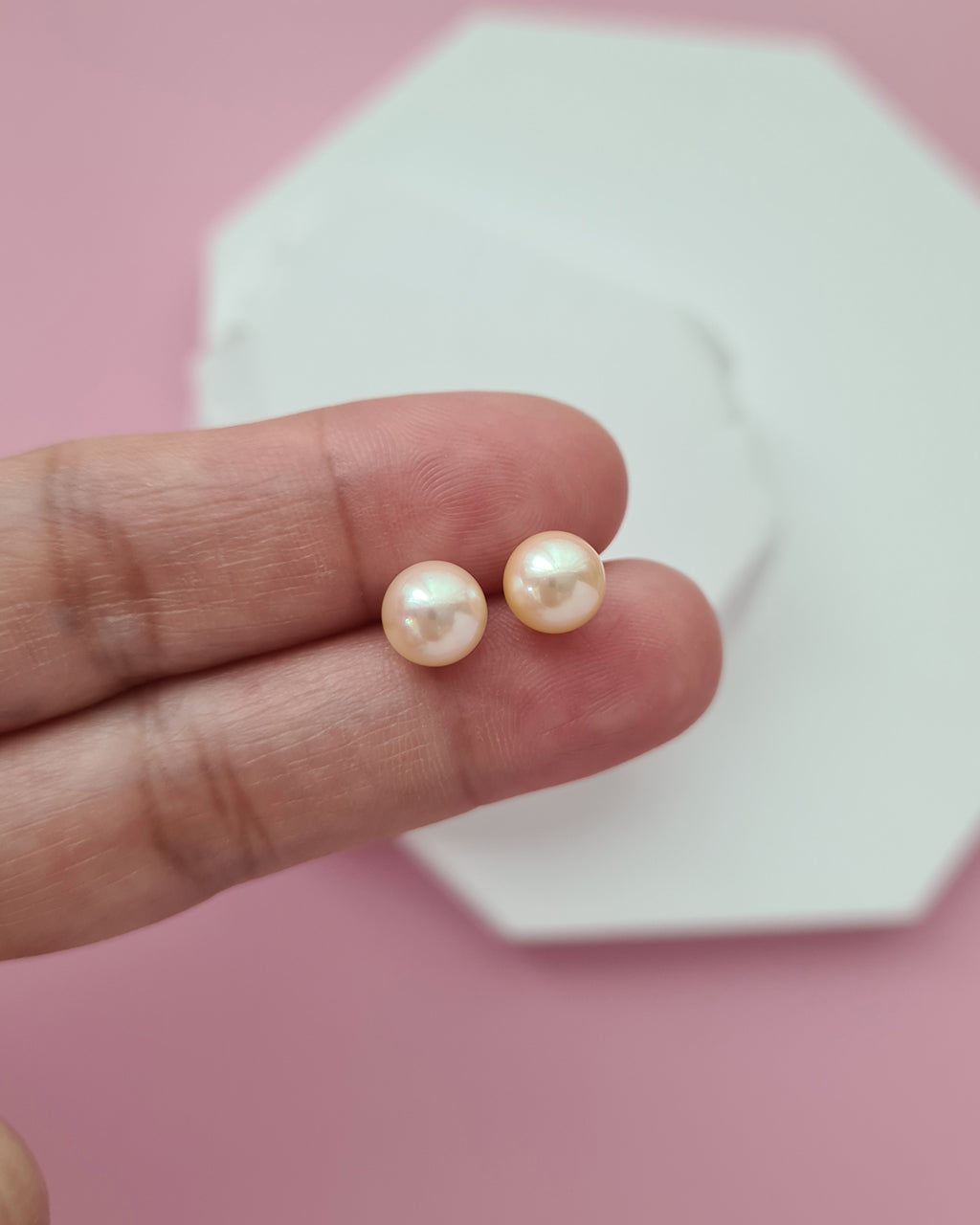 6.7mm Natural Queen Gold Akoya Sea Pearl 18K Gold Stud Earrings, 6.5mm - 7mm Pearl Jewery