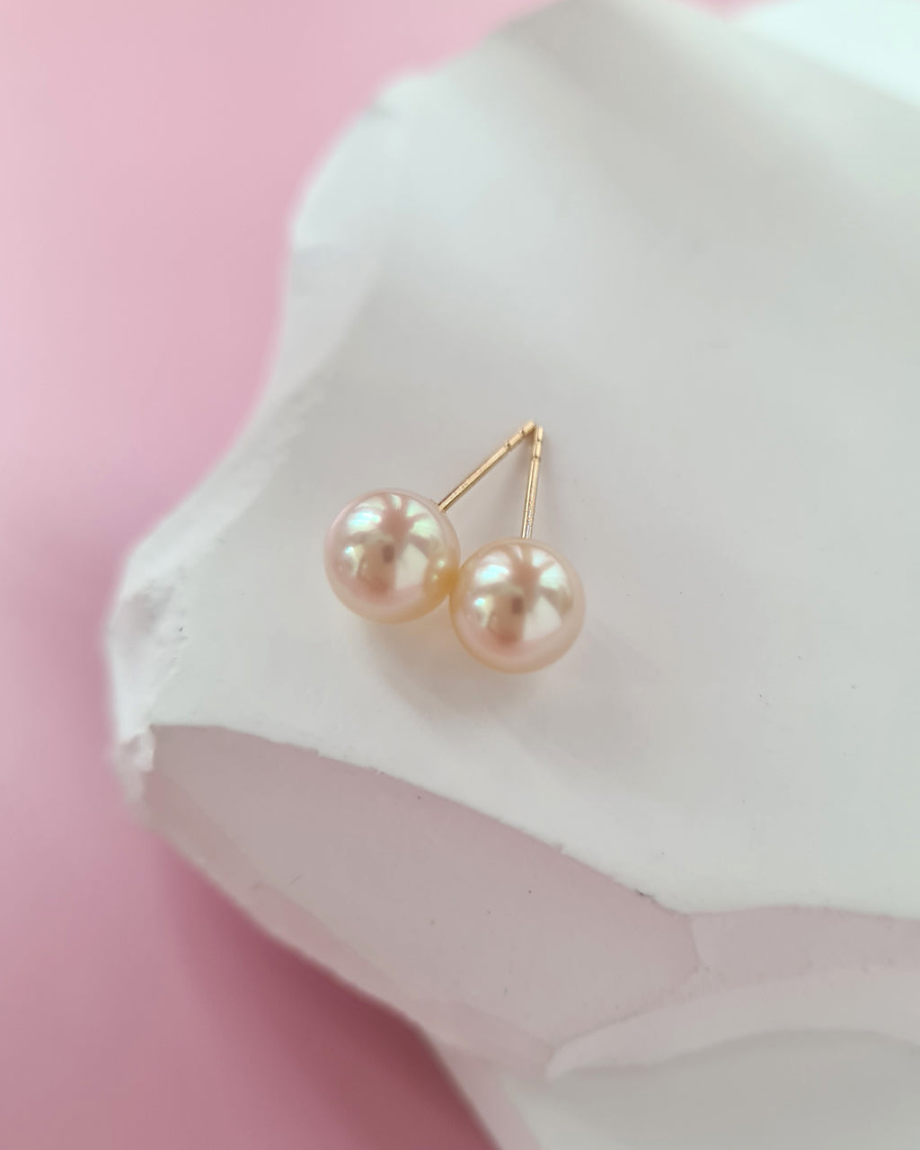 6.7mm Natural Queen Gold Akoya Sea Pearl 18K Gold Stud Earrings, 6.5mm - 7mm Pearl Jewery
