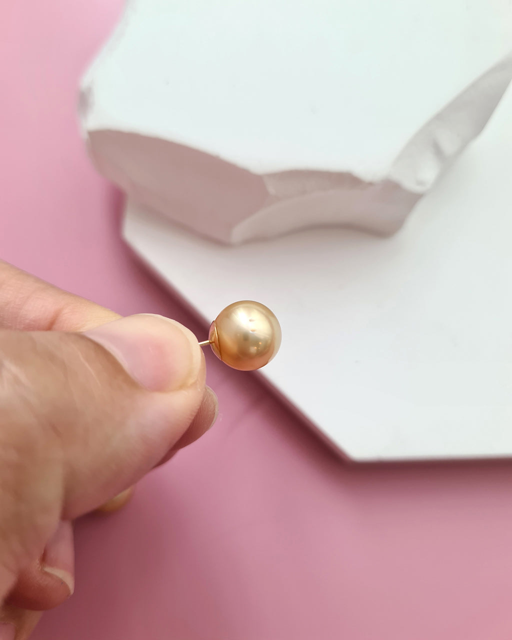 8.6m Golden South Sea Pearl 18K Gold Stud Earrings, Minimalist Pearl Studs