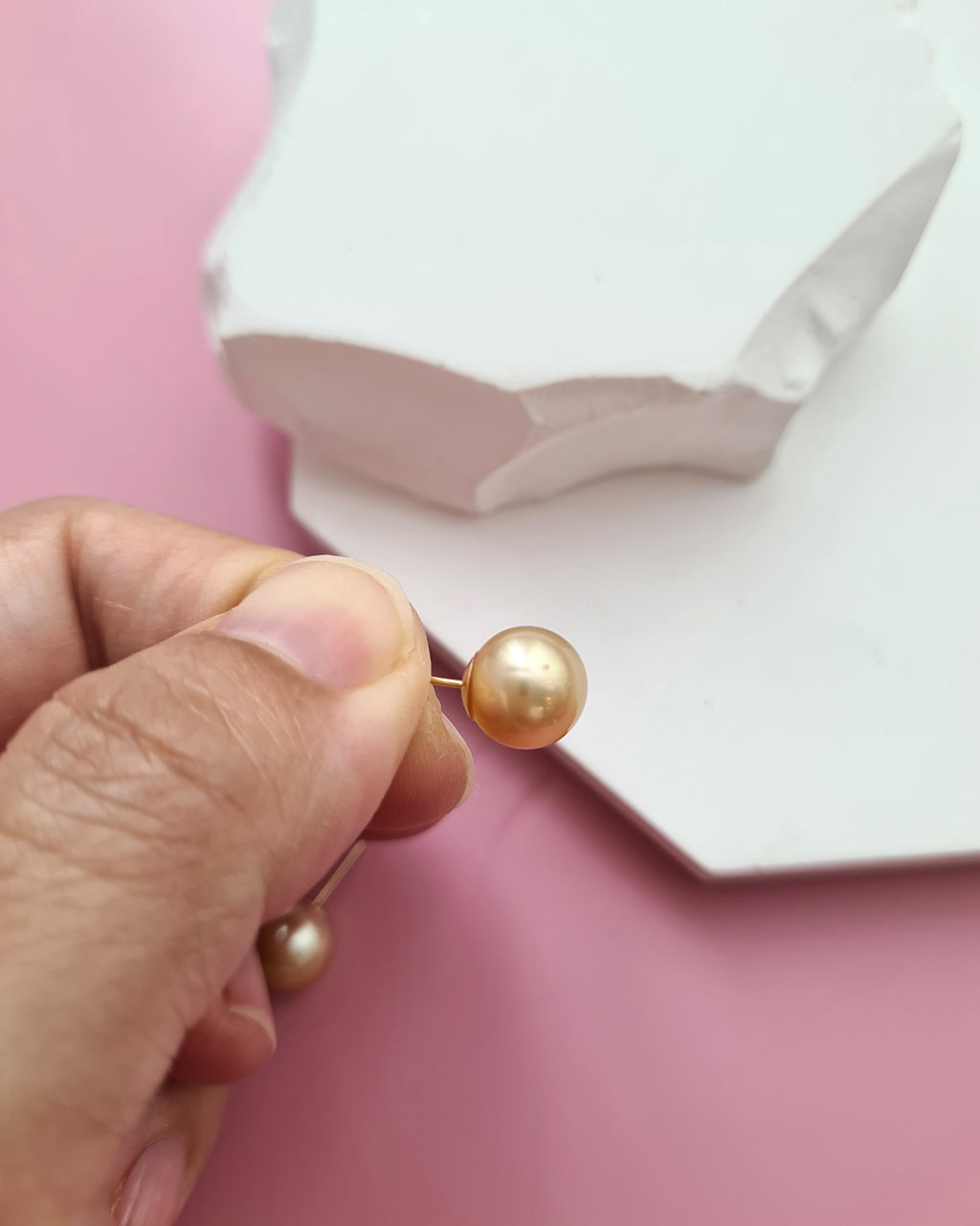 8.6m Golden South Sea Pearl 18K Gold Stud Earrings, Minimalist Pearl Studs