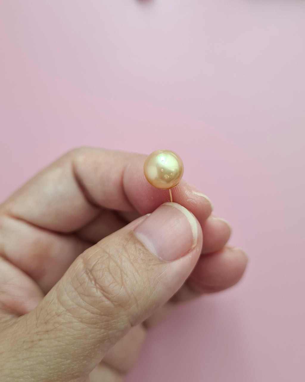 8.6m Golden South Sea Pearl 18K Gold Stud Earrings, Minimalist Pearl Studs