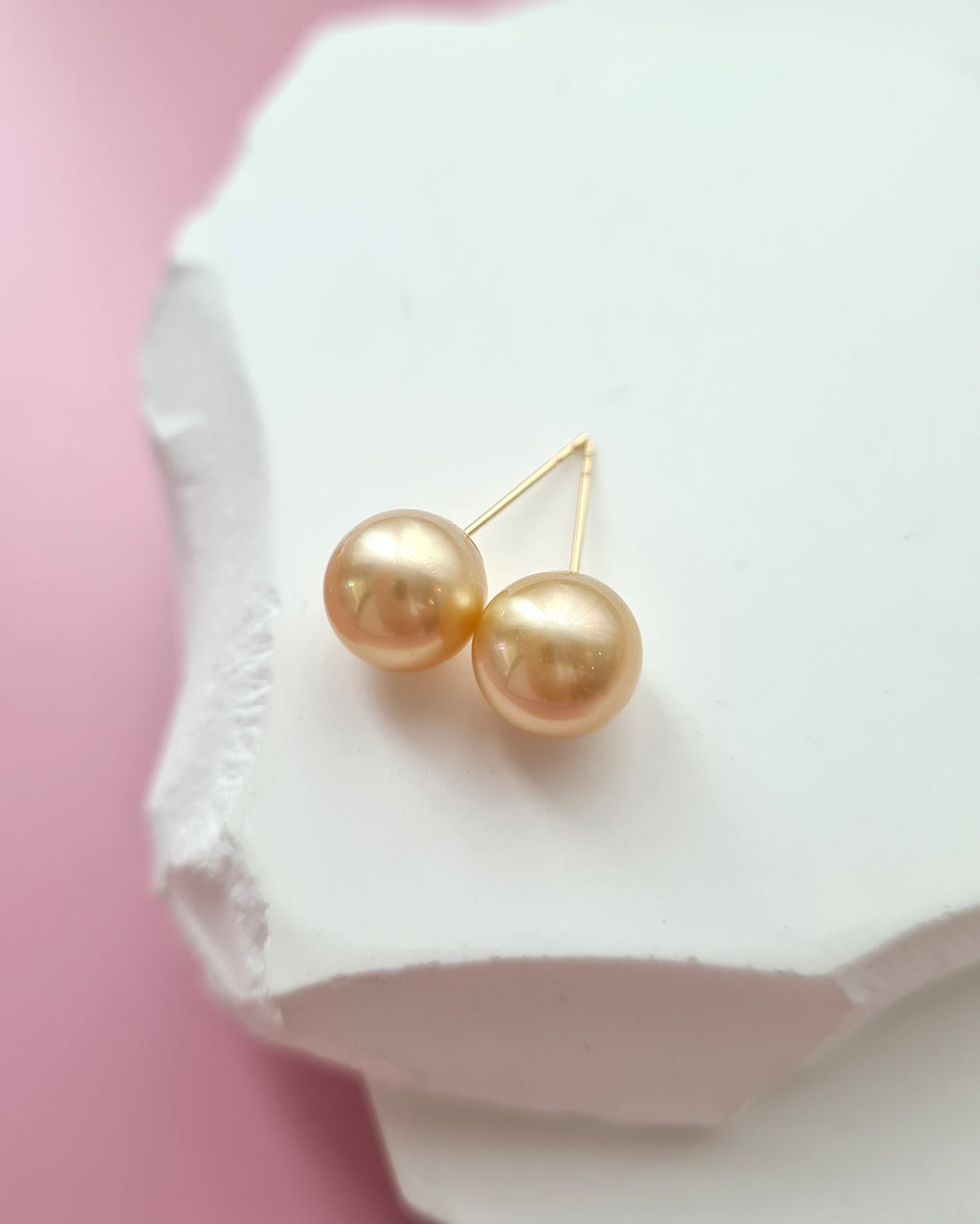 8.6m Golden South Sea Pearl 18K Gold Stud Earrings, Minimalist Pearl Studs
