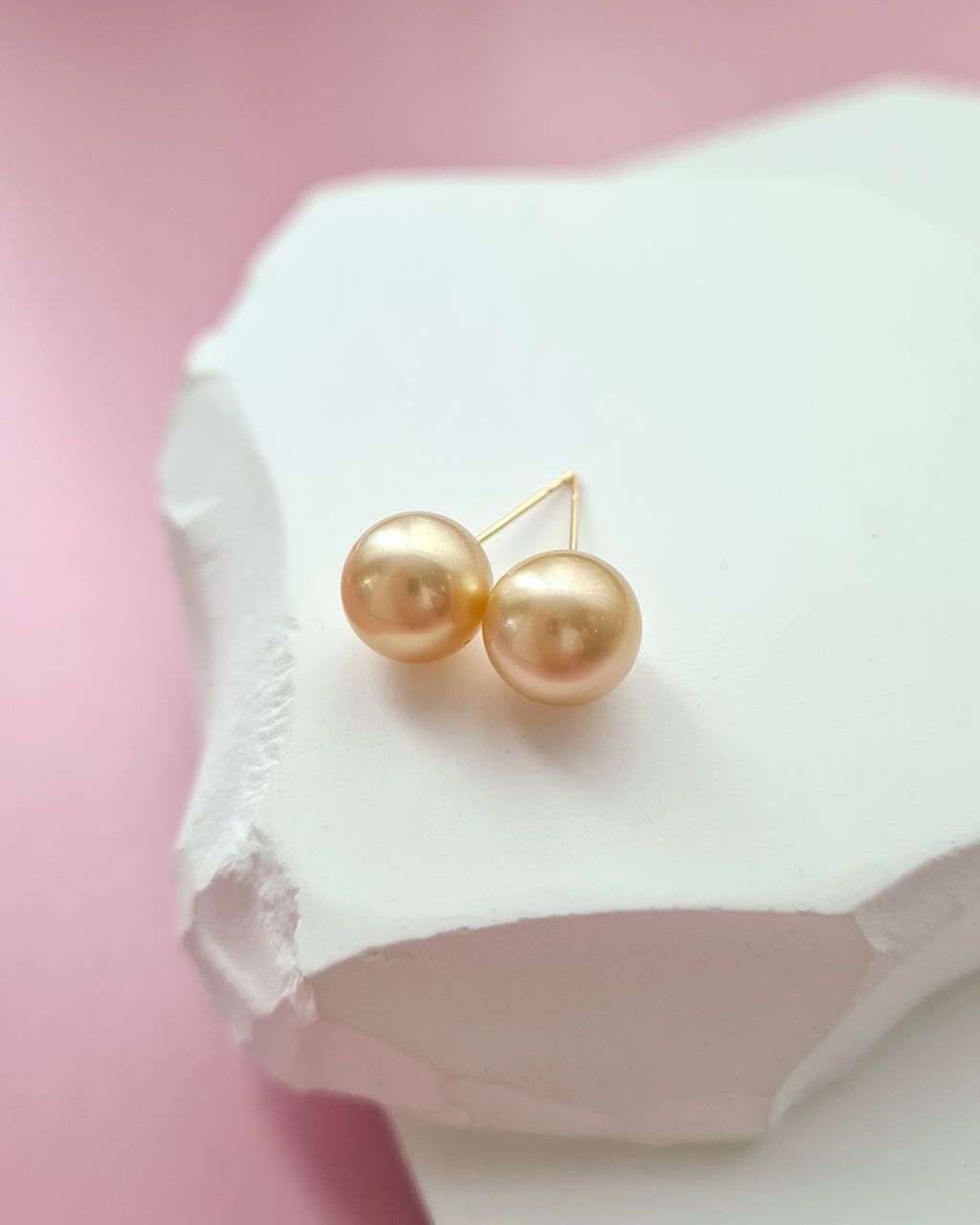 8.6m Golden South Sea Pearl 18K Gold Stud Earrings, Minimalist Pearl Studs