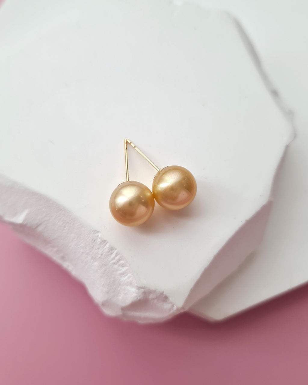 8.6m Golden South Sea Pearl 18K Gold Stud Earrings, Minimalist Pearl Studs