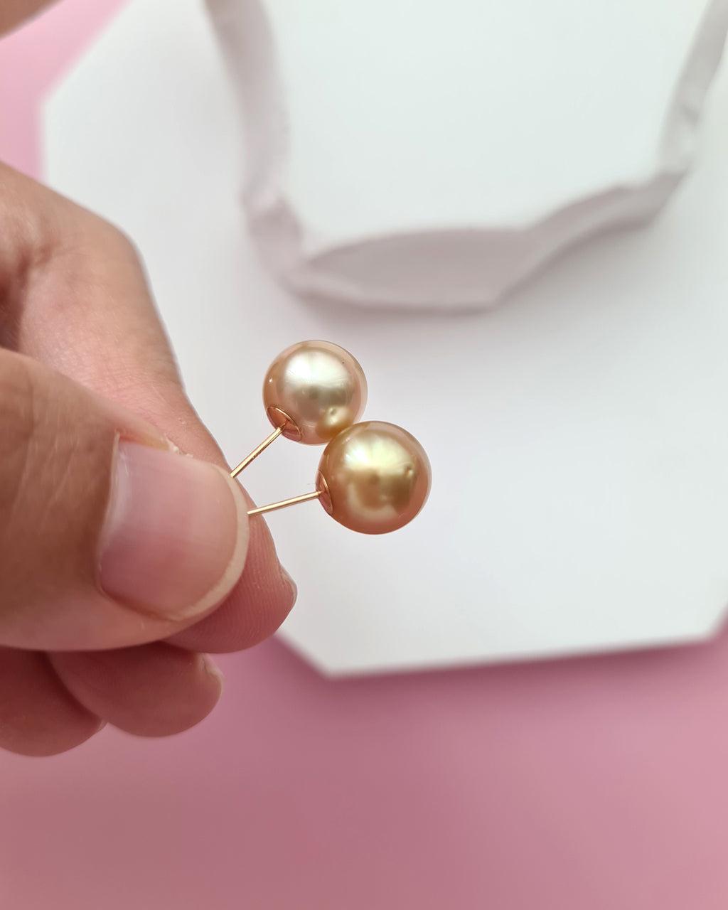 9.3mm Golden South Sea Pearl 18K Gold Stud Earrings