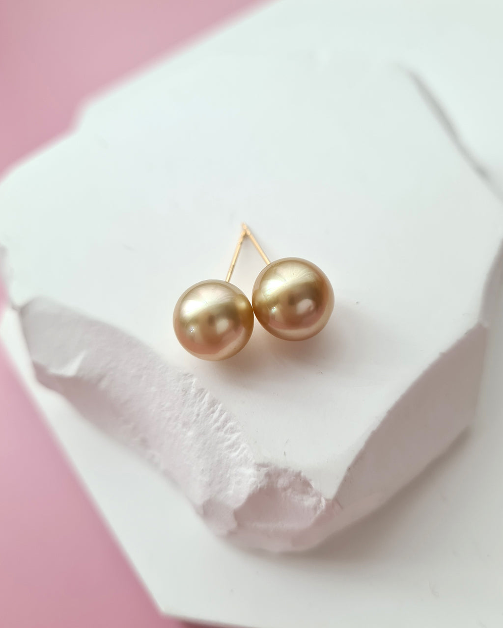 9.3mm Golden South Sea Pearl 18K Gold Stud Earrings