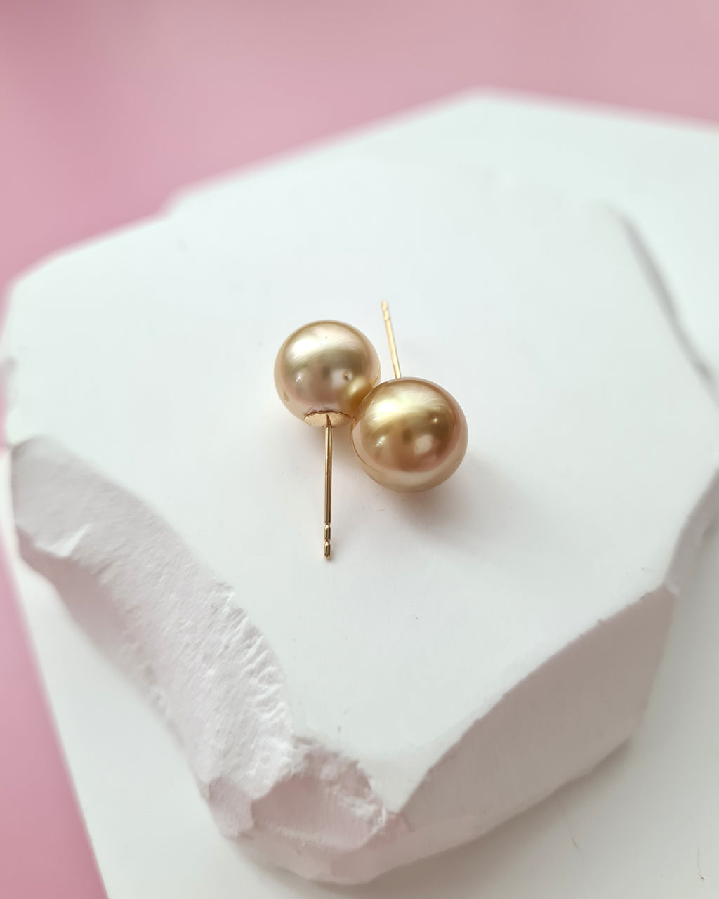 9.3mm Golden South Sea Pearl 18K Gold Stud Earrings