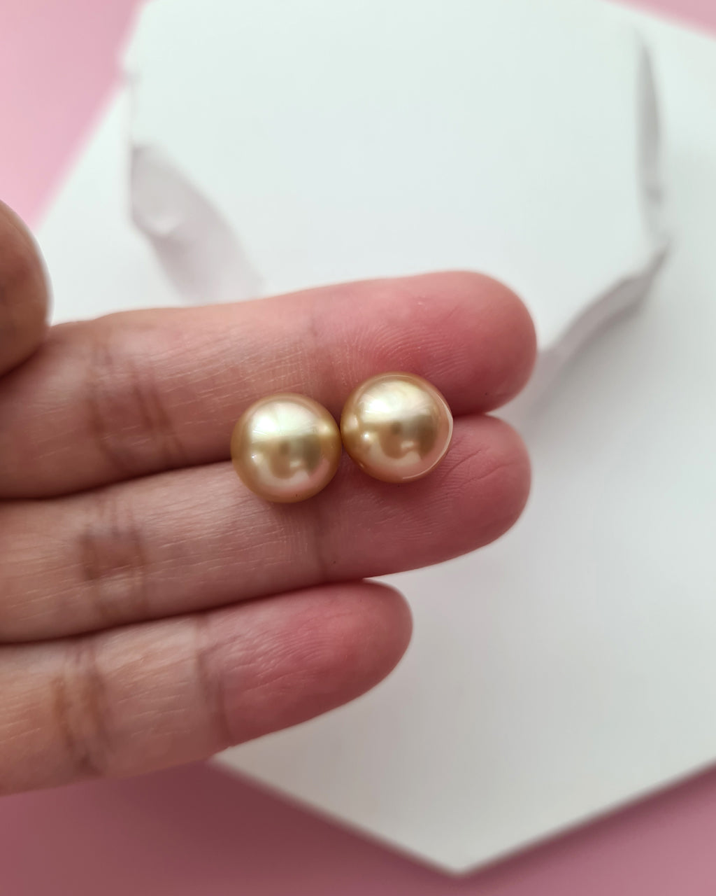 9.3mm Golden South Sea Pearl 18K Gold Stud Earrings