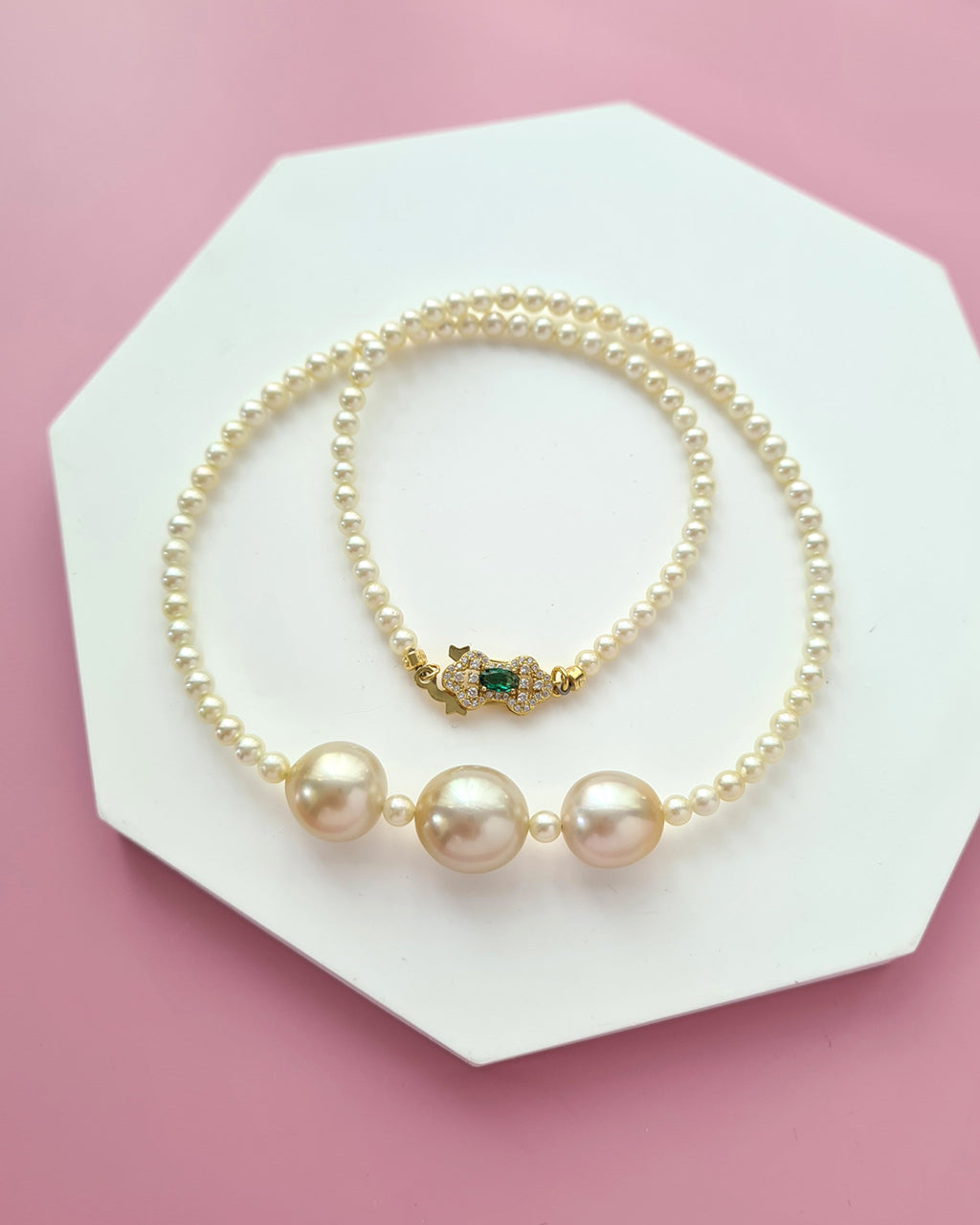 Gold South Sea Pearl and Baby Gold Akoya Pearl Strand Necklace