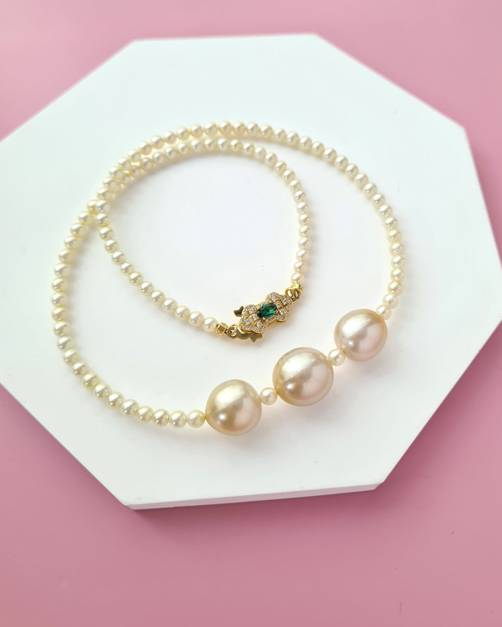 Gold South Sea Pearl and Baby Gold Akoya Pearl Strand Necklace