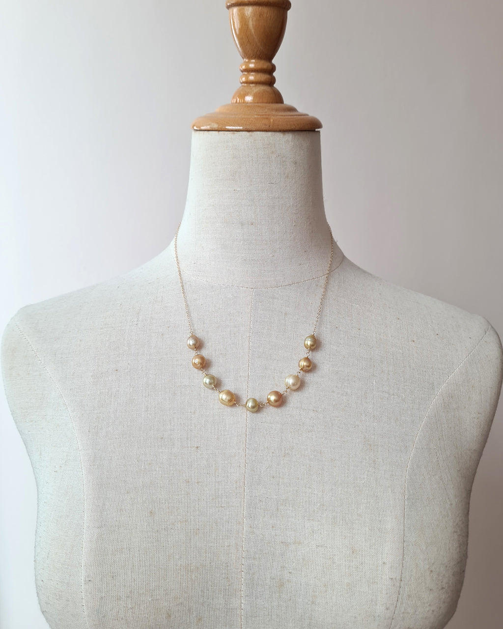 South Sea Baroque Pearl Necklace, Floating Pearl Necklace