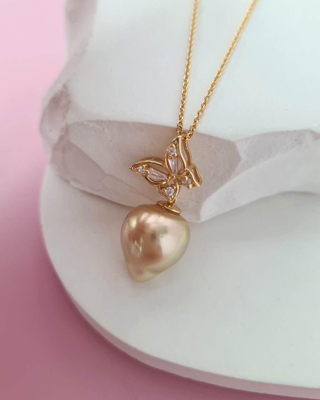 South Sea Pearl Necklace - Butterfly Pendant, Modern Pearl Jewelry in Singapore