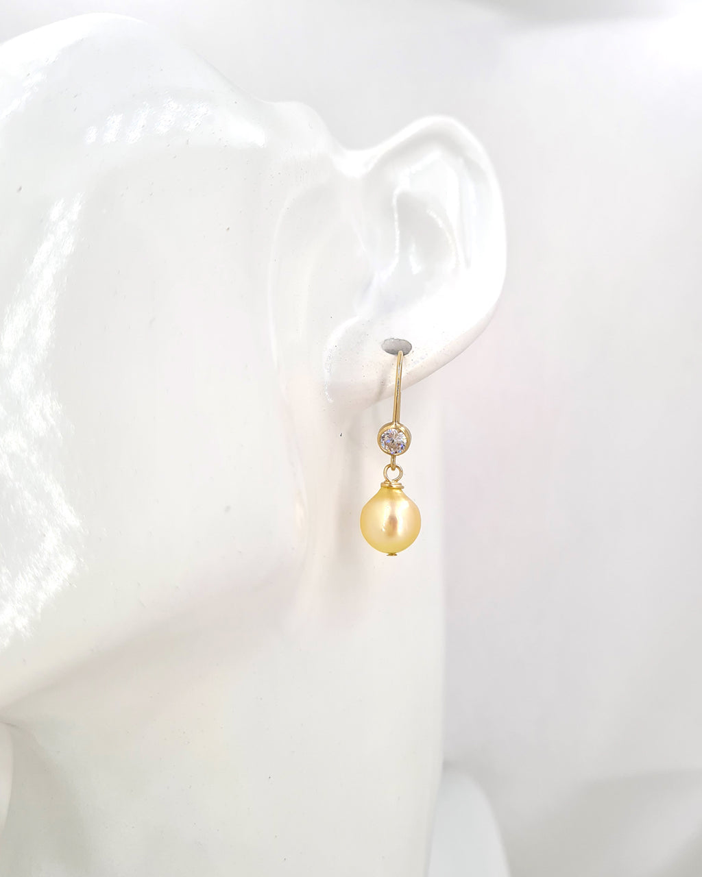 Queen Gold Akoya Pearl Drop Earrings 8mm in 14k Gold Filled Pearl Jewelry in Singapore