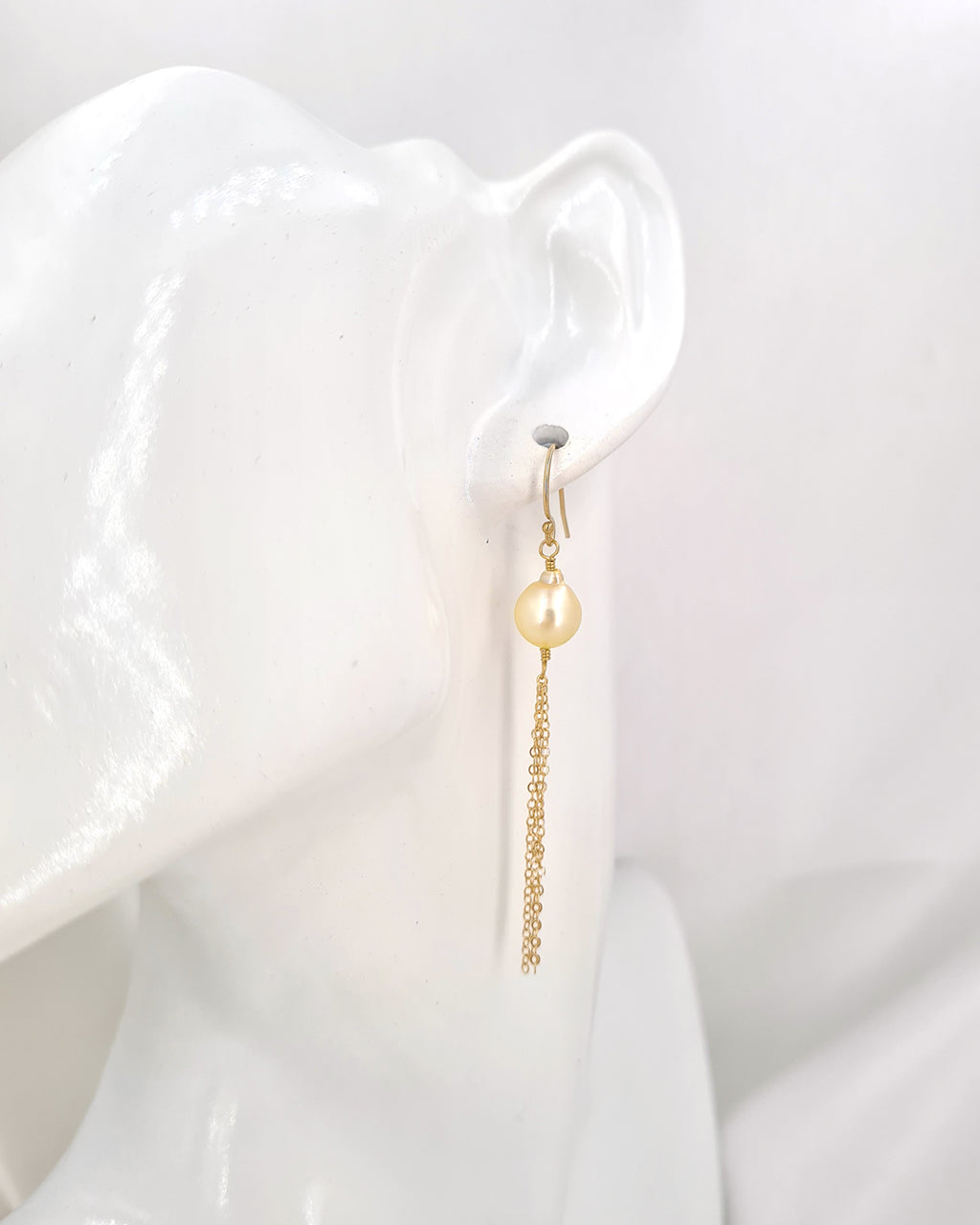 Queen Gold Akoya Pearl Tassel Earrings in 14k Gold Filled Pearl Jewelry in Singapore