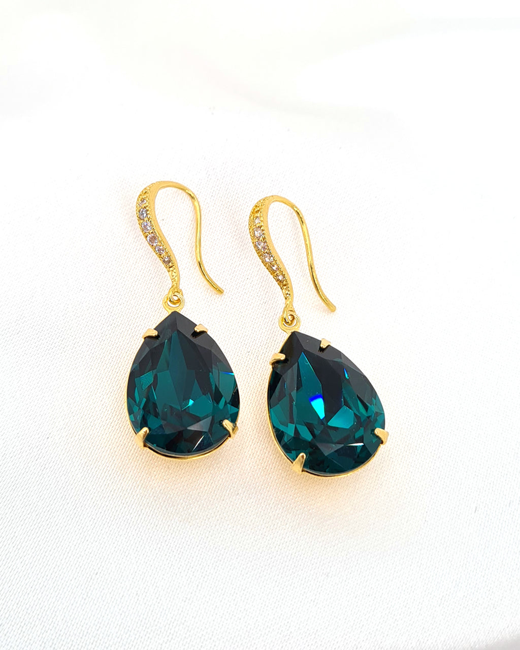 Simple Emerald Crystal Teardrop Earrings Necklace Glitz And Love
