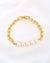Gold Horseshoe Link Bracelet with White Freshwater Pearl | Bold Chunky Layering Bracelet