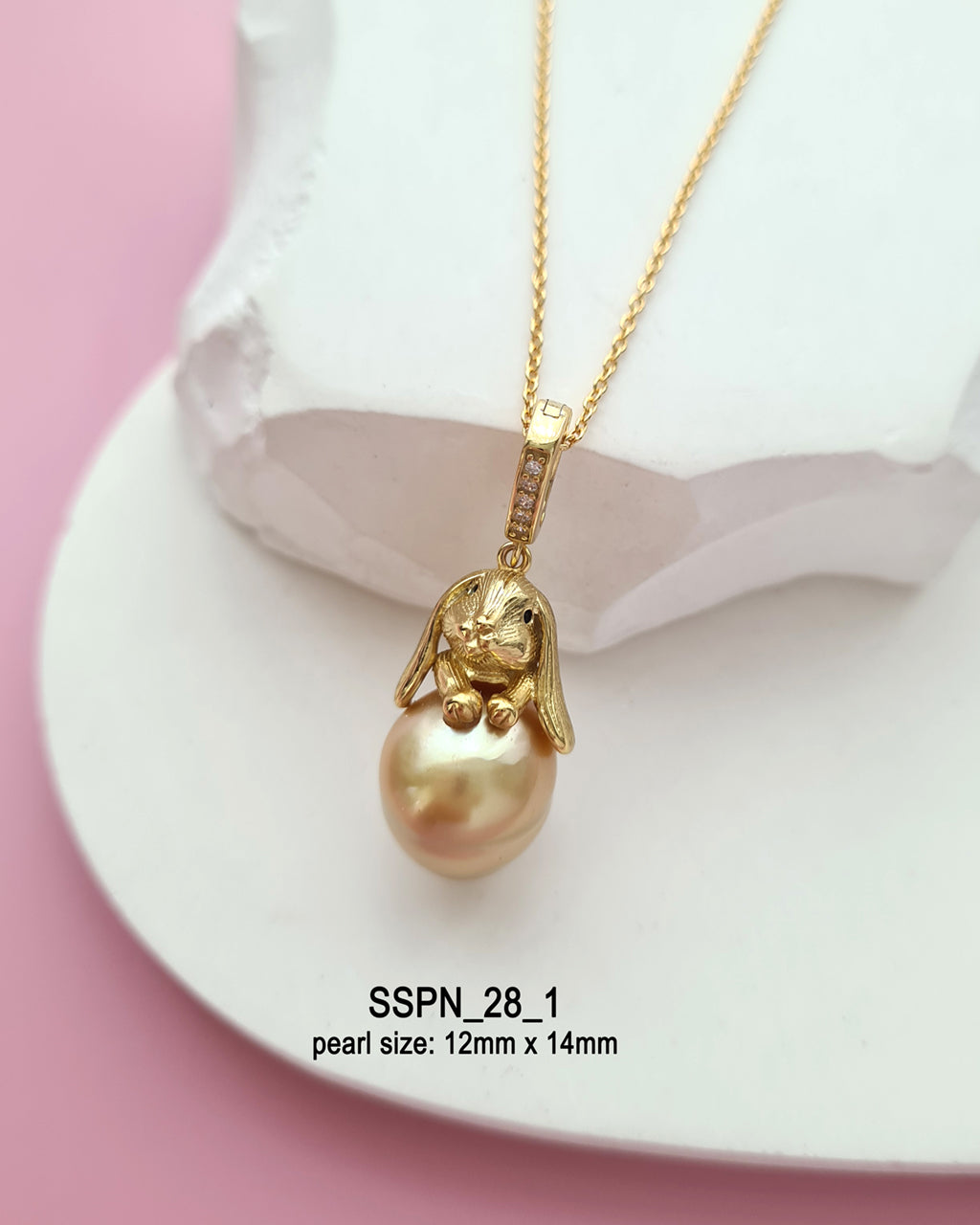 South Sea Pearl Necklace - Rabbit Pendant, Handmade pearl jewelry in Singapore