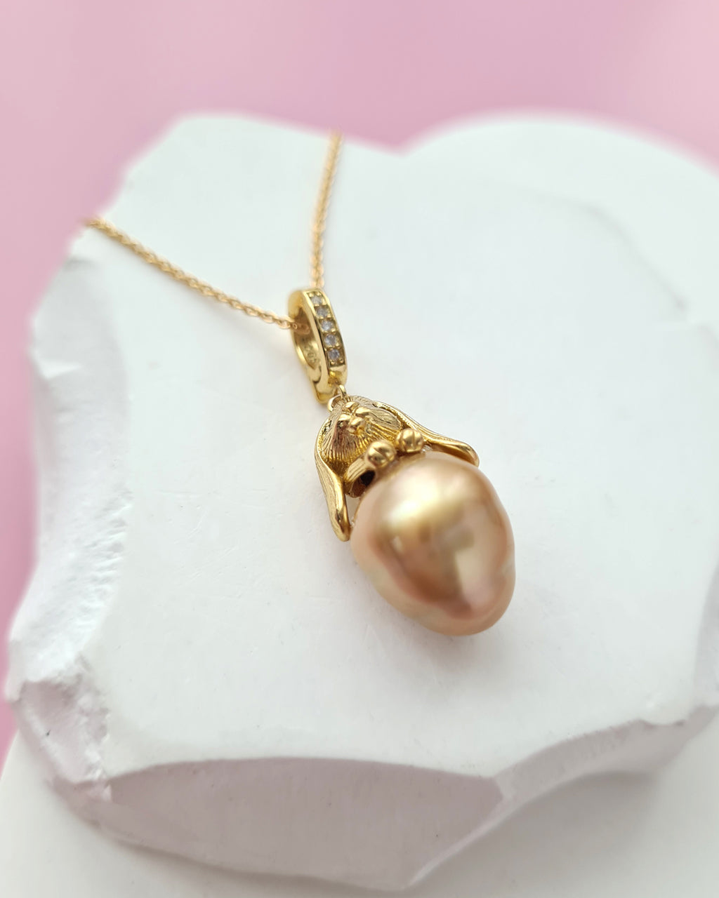 South Sea Pearl Necklace - Rabbit Pendant, Handmade pearl jewelry in Singapore