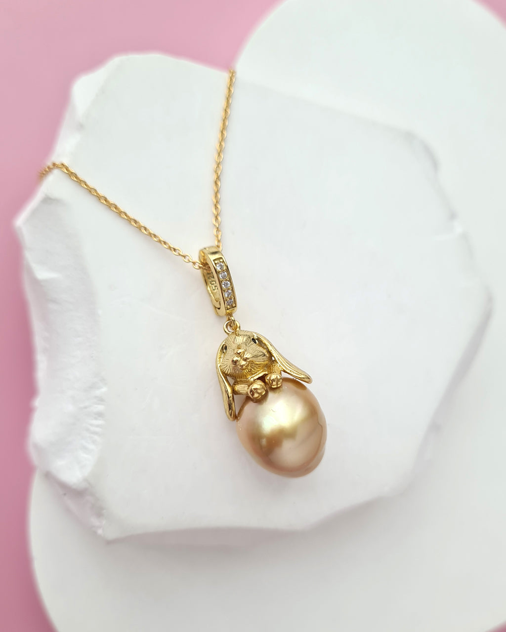 South Sea Pearl Necklace - Rabbit Pendant, Handmade pearl jewelry in Singapore