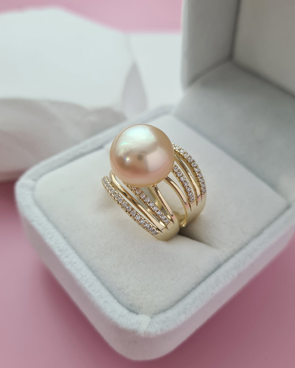 Gold South Sea Pearl Ring - 12.7mm, Handmade Pearl Jewelry in Singapore