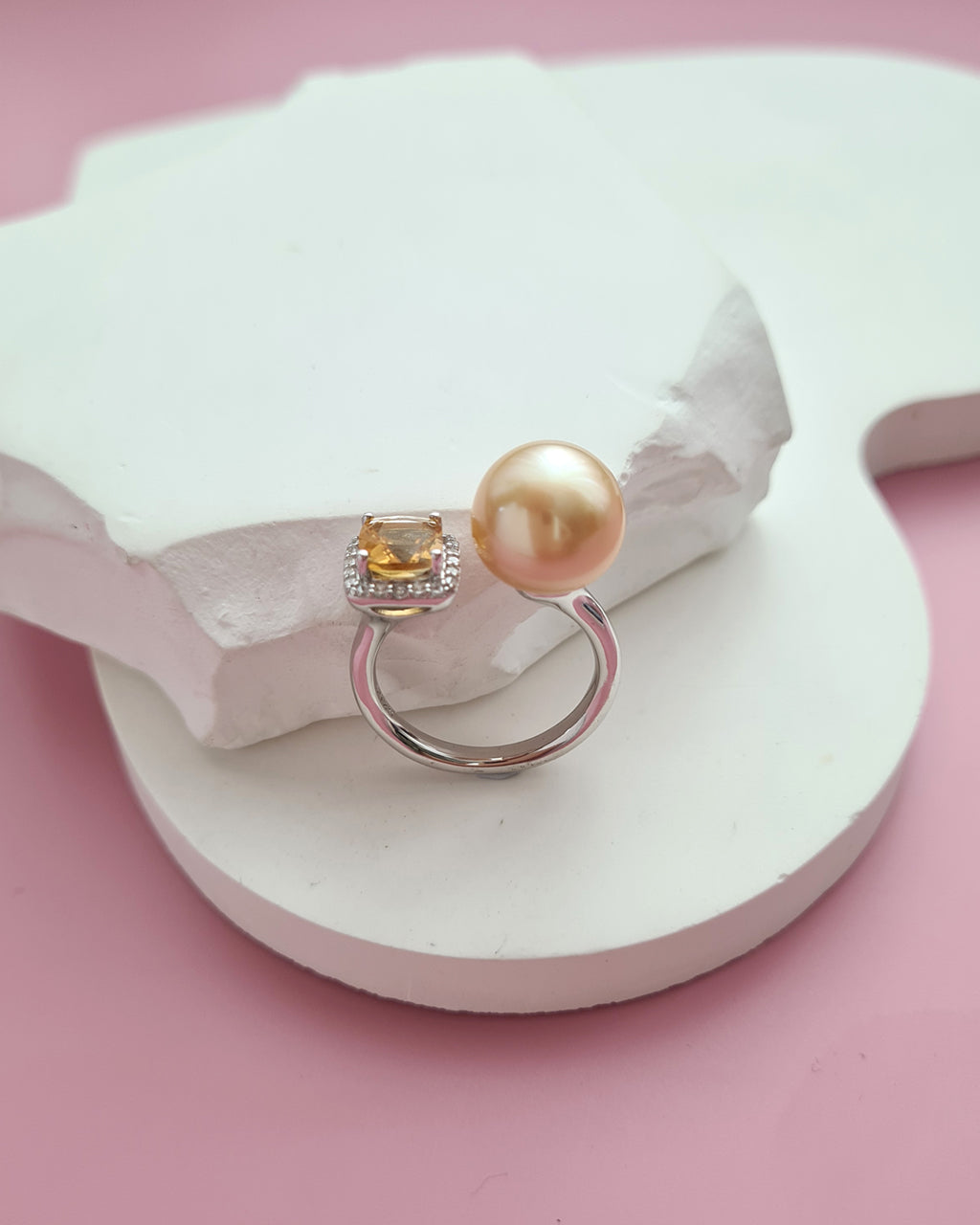 Gold South Sea Pearl Ring - Open Ring, Handmade Pearl Jewelry in Singapore