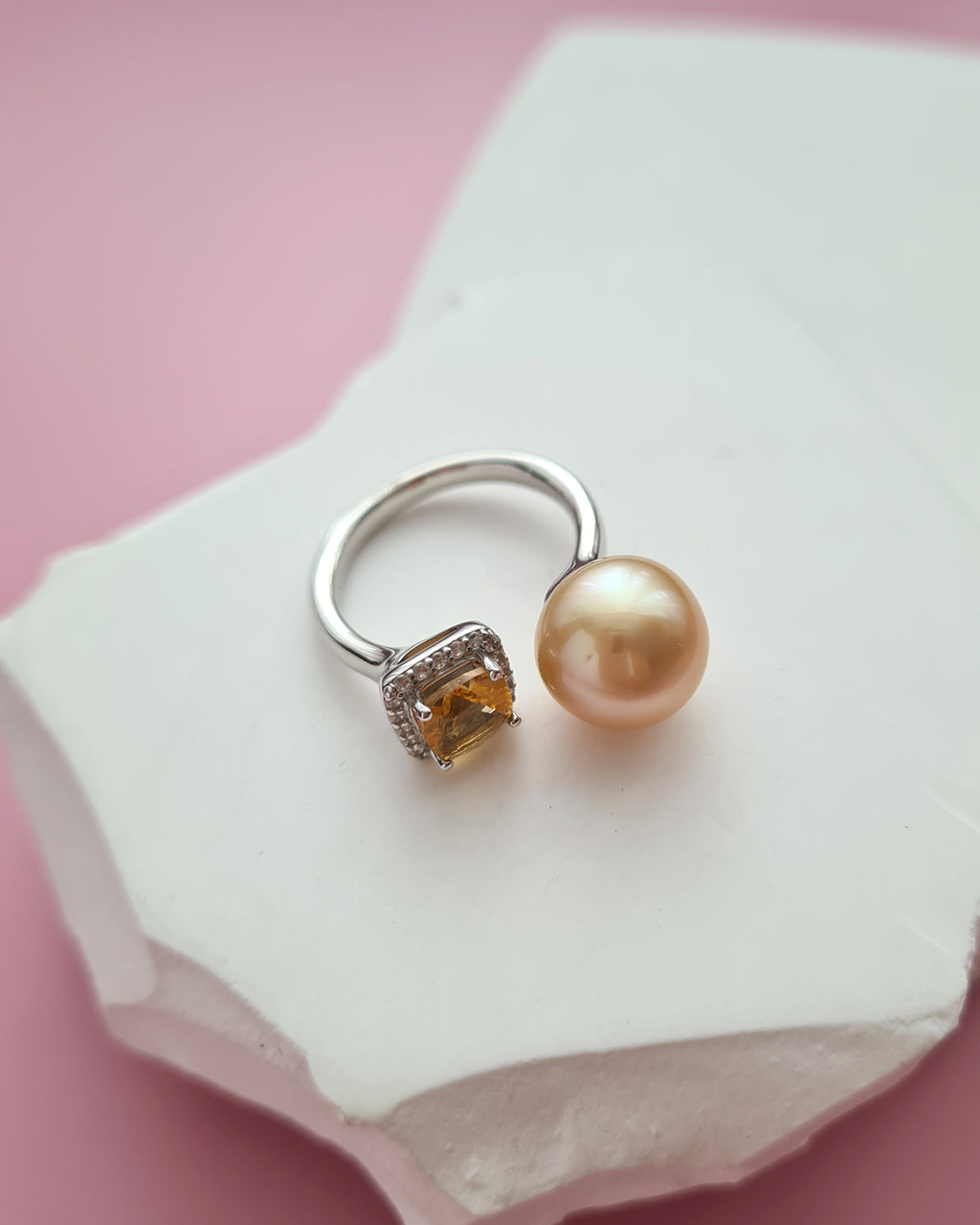 Gold South Sea Pearl Ring - Open Ring, Handmade Pearl Jewelry in Singapore