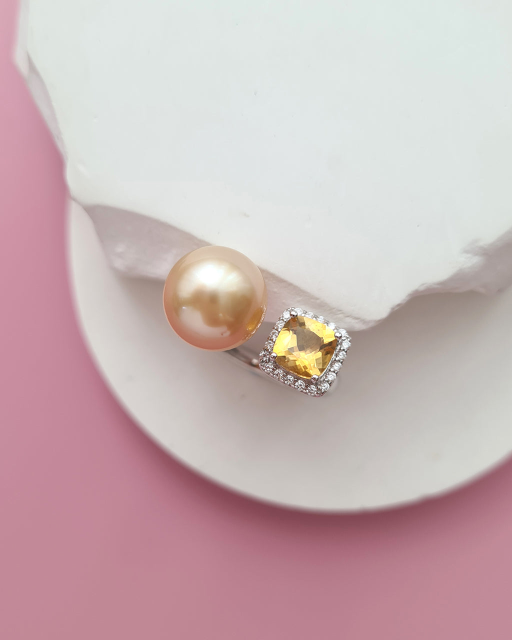 Gold South Sea Pearl Ring - Open Ring, Handmade Pearl Jewelry in Singapore